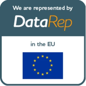 DataRep logo with text stating "We are represented by DataRep in the EU" alongside the European Union flag, relevant to Brandspeak's market research services and client engagement.